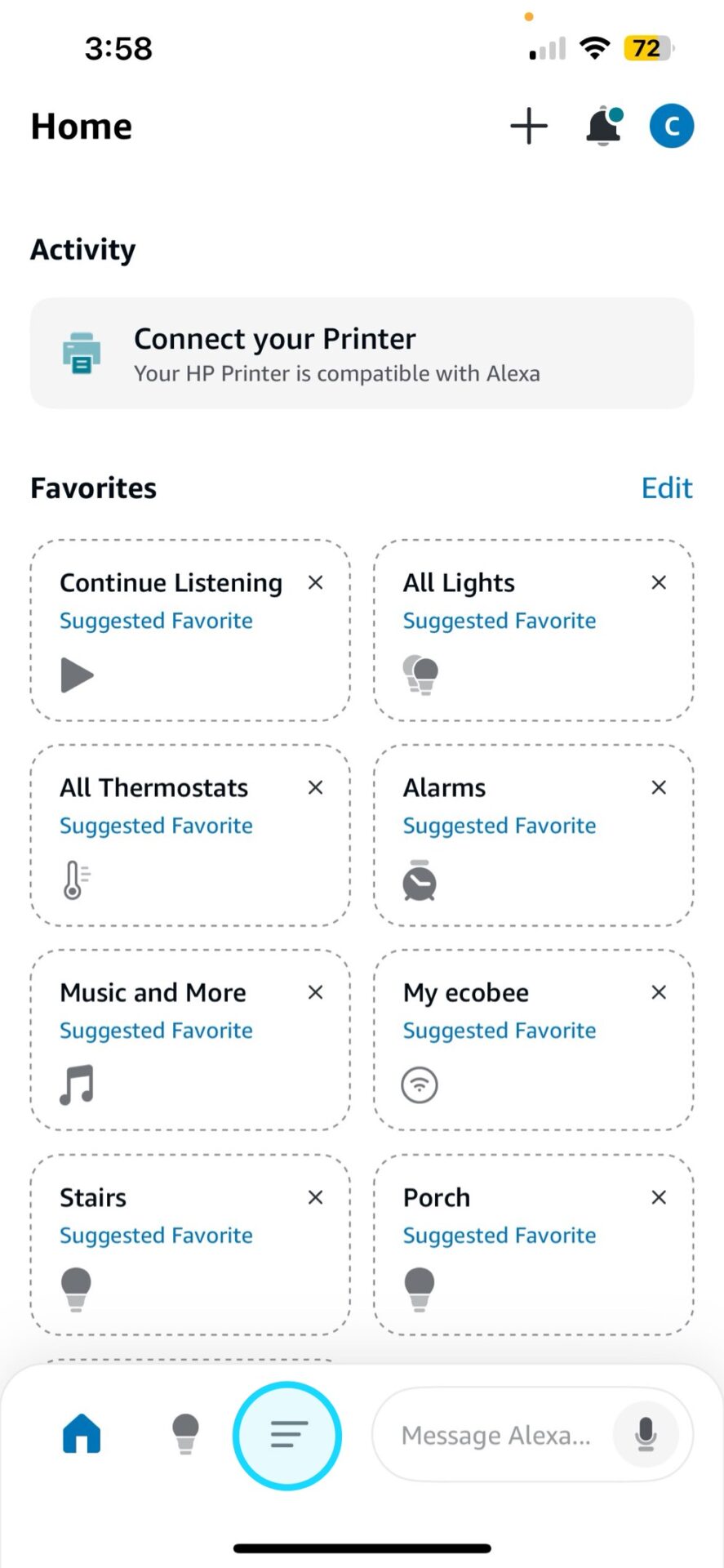photo may 19 2025, 3 58 49 pm-1 The Alexa app homescreen. You want to click on the three lines on the bottom.